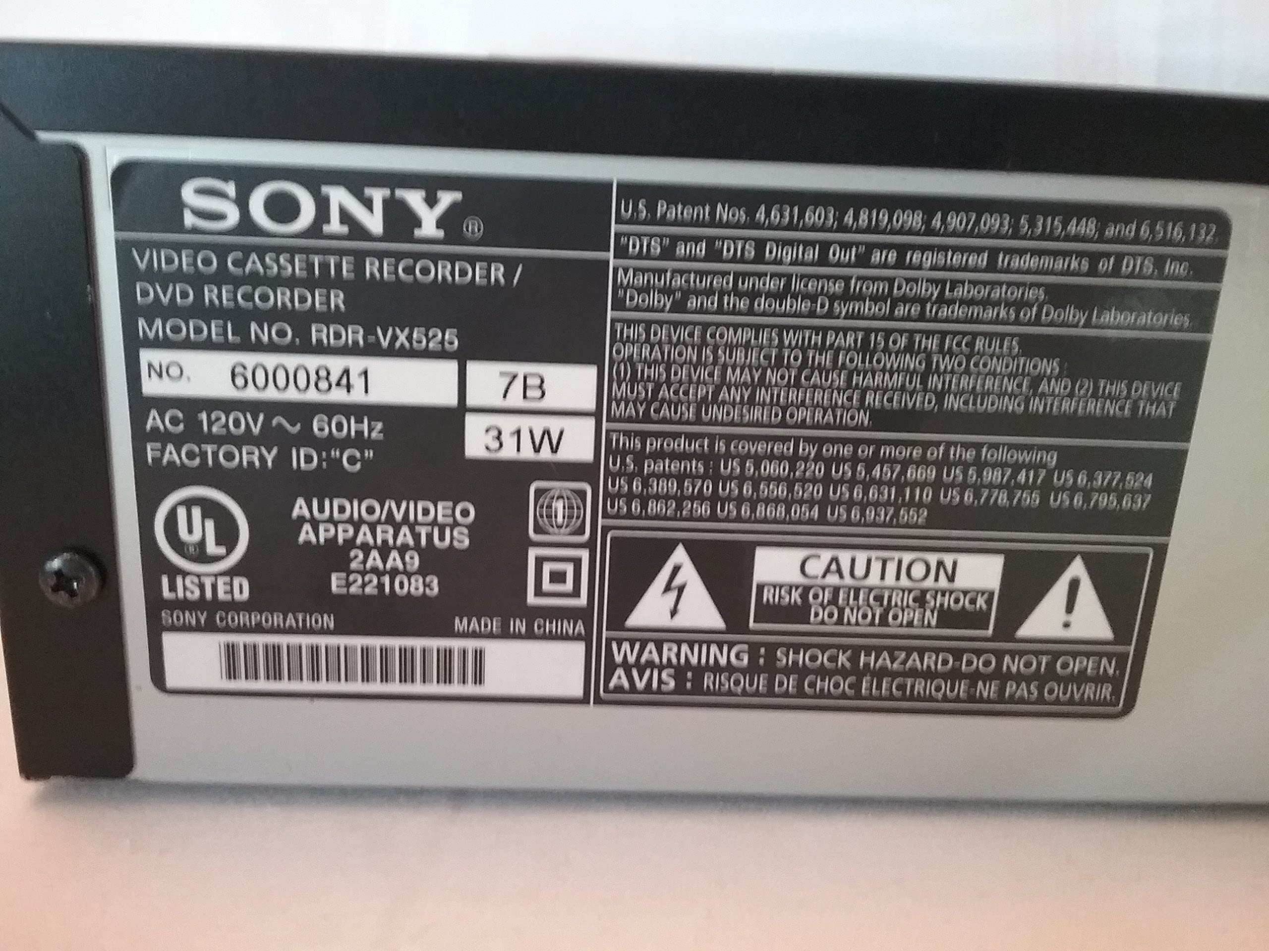Amazon.com: Sony RDR-VX525 DVD/VHS Player/Recorder (Renewed